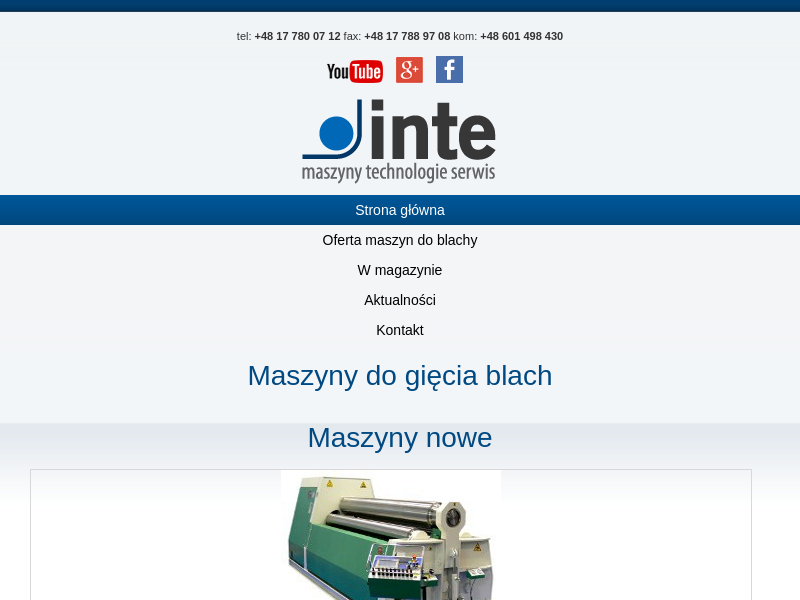 Maszyny do obróbki blach - INTE-MASZYNY